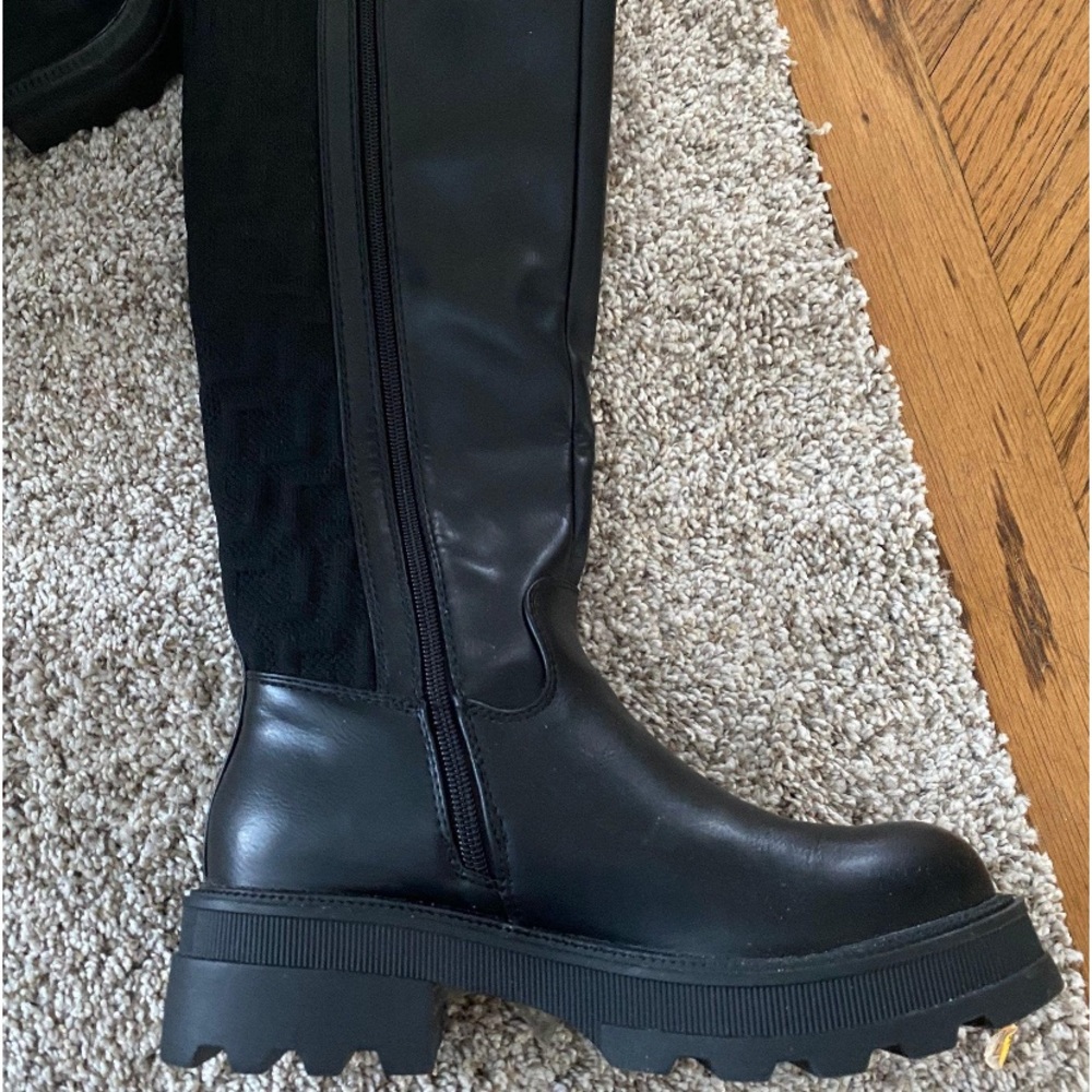 Knee High Black Faux Leather Boots